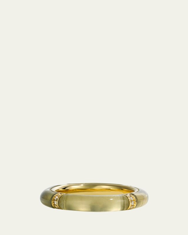 14K Yellow Gold Diamond Essential Iris Ring with Green Amethyst